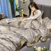 Silk Cotton Sheets Fitted Sheet Quilt Cover Bed - Wooden Twist UAE