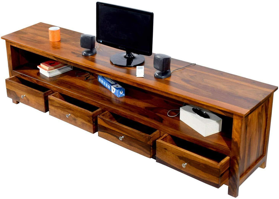 Wooden Twist Boton Solid Teak Wood TV Unit for Living Room - Wooden Twist UAE