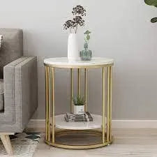 Wooden Twist Spiffy Wrought Iron 1-Tier Round End Table ( Golden ) - Wooden Twist UAE