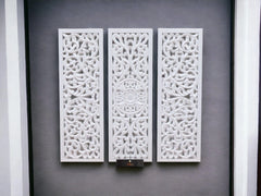 Premium Wooden Decoration Hand Carved 3 Wall Panel (MDF Wood, White) - Wooden Twist UAE