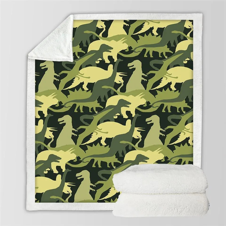 Kids Children Dinosaur Fluffy Soft Cotton Blanket Jurassic Cartoon Boys Girl Throw Blankets For Beds Home Textile Bedding Outlet - Wooden Twist UAE