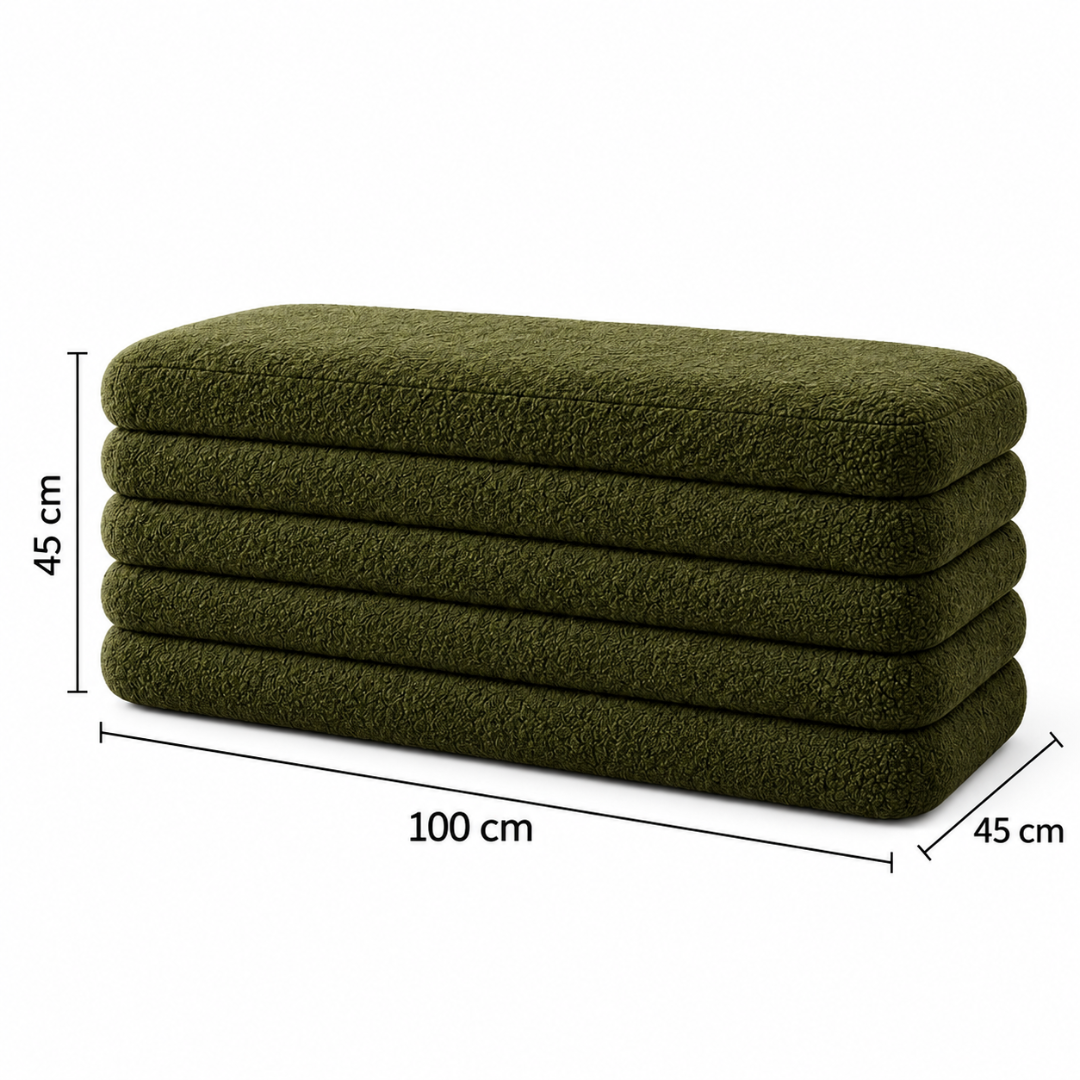 Layer bench ottoman dimensions: 100 cm long x 45 cm deep x 45 cm high