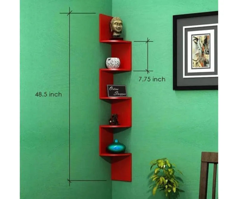 Wooden Fancy Zigzag Wall Mount Floating Corner Wall Shelf - Wooden Twist UAE