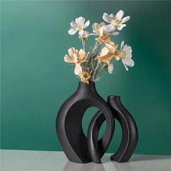 Wooden Twist Modern Home Decor Ceramic Decorative Vase for Flowers Set of 2 - Wooden Twist UAE