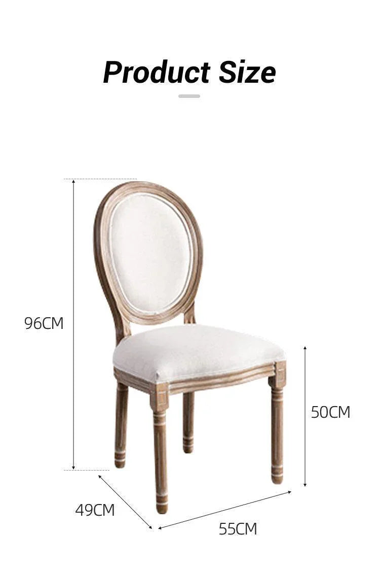 Classic Furniture French Bistro Chair - Vintage Fabric Upholstered, Wood Round Back, Indoor/Outdoor - Wooden Twist UAE