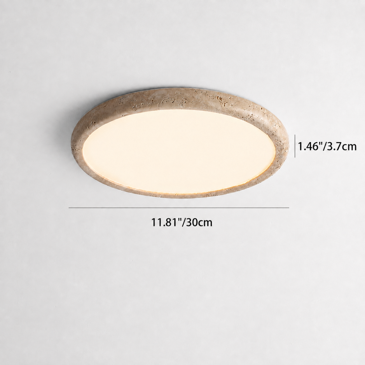 Zenora Travertine LED Ceiling Light 30 cm dimensions - 30cm / 11.81 inch diameter, 3.7cm / 1.46 inch height
