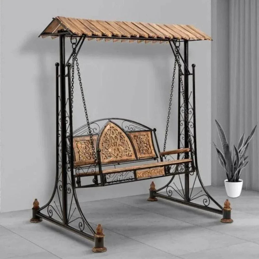 A Solid Wood & Iron Swing Built for Outdoor Living