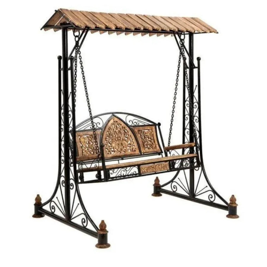 Solid Mango Wood Seat on a Sturdy Iron Frame