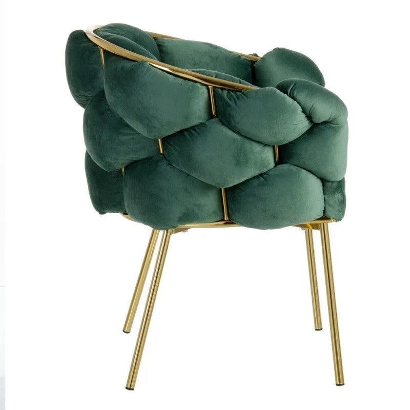 Wooden Twist Bubble Design Metallic Legs Soft Comfortable Holland Fabric Armrest Chair For Living Room - Wooden Twist UAE