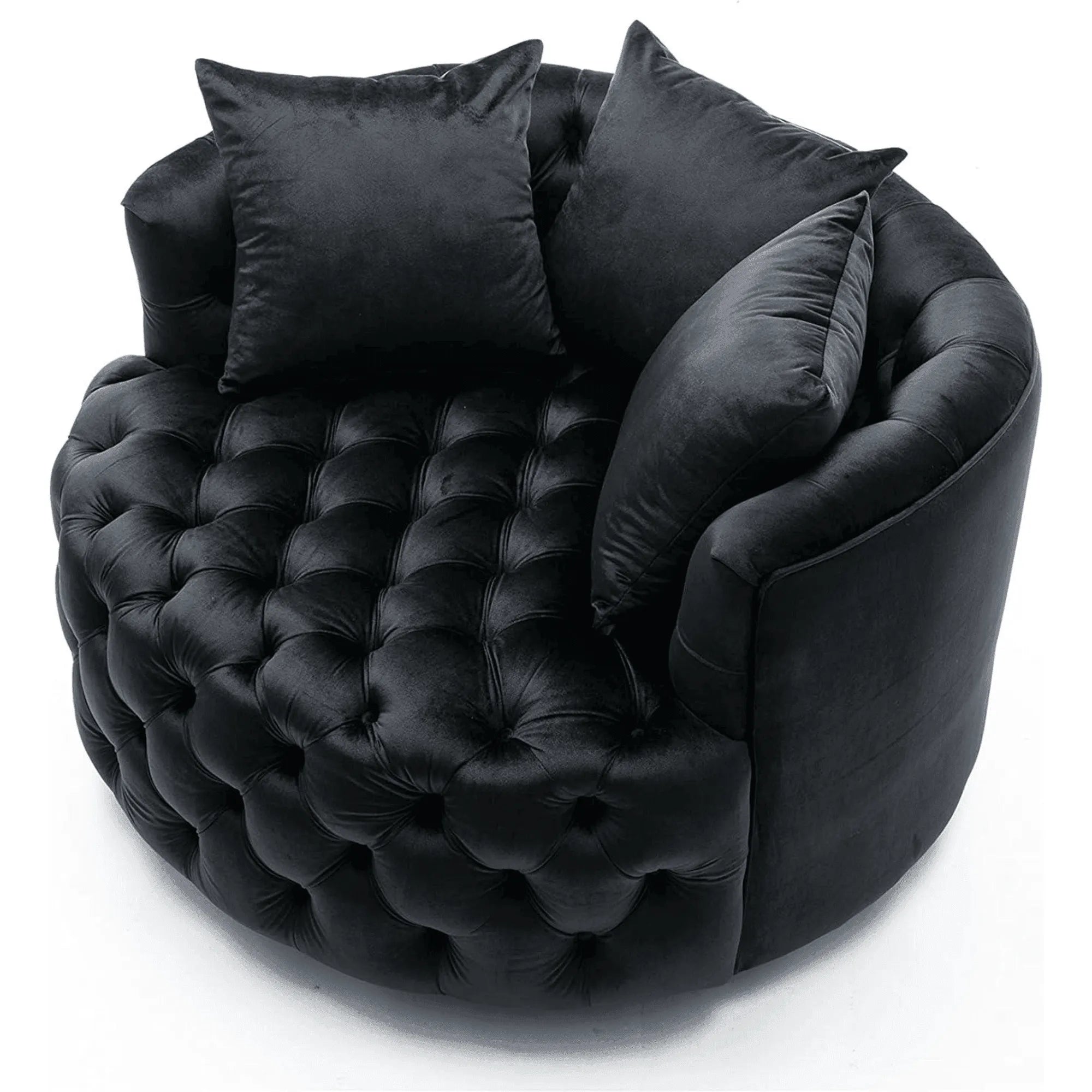 Wooden Twist Barrel Button Tufted Design Modern Round Sofa For Living Room with 3 Pillows - Wooden Twist UAE