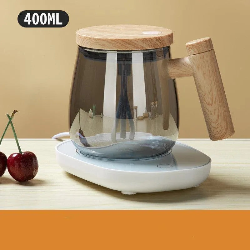 400ML Self Stirring Coffee Mug Electric Mixing Glass Coffee CupHigh Speed Fast Automatic Coffee Cup For Gyms Dining Room Kitchen Gadgets - Wooden Twist UAE