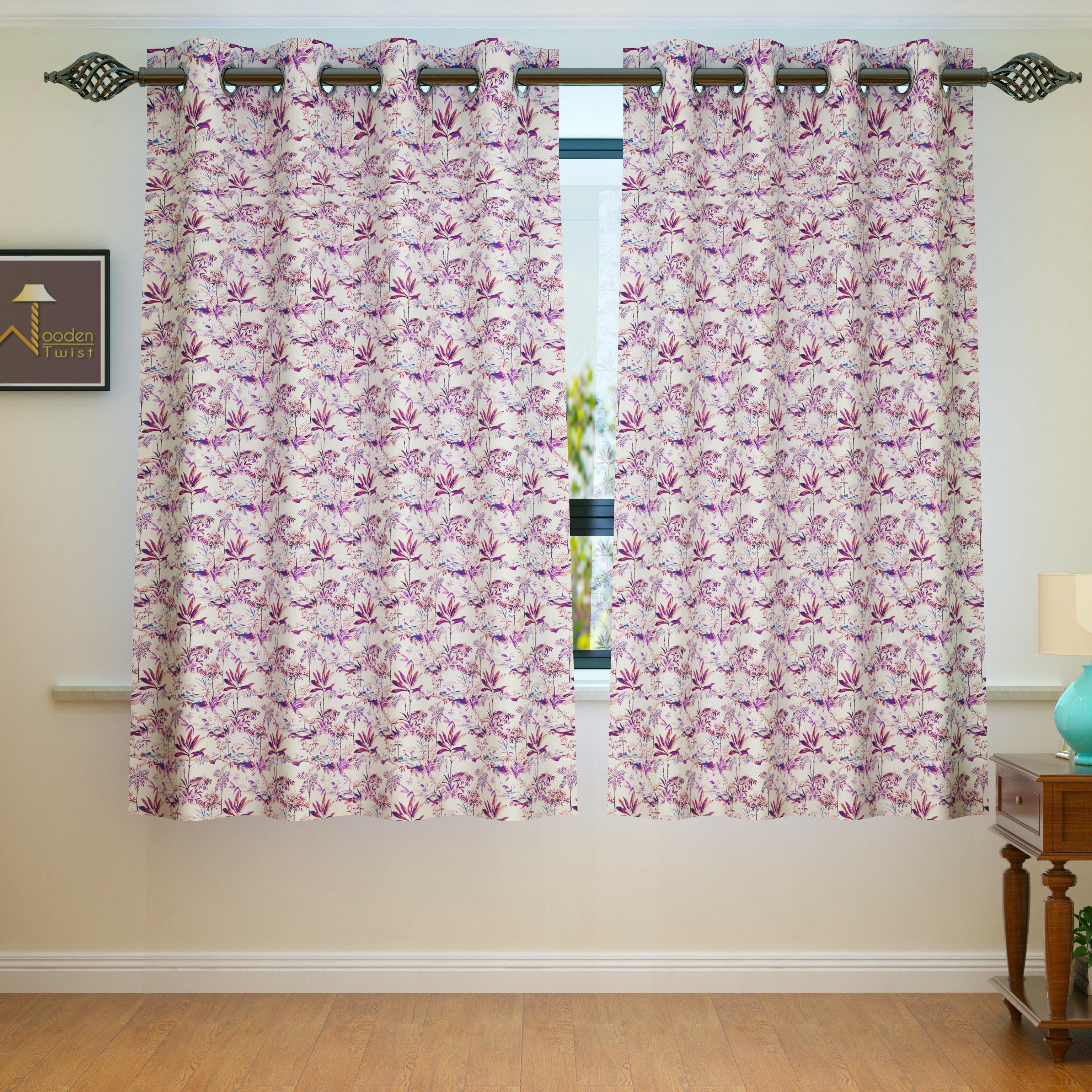 Fabrahome Light Filtering 4.5 Ft Holland Fabric Window Curtain ( Purple ) - Wooden Twist UAE