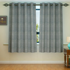 Fabrahome Light Filtering 4.5 Ft Jute Fabric Window Curtain ( Dark Grey ) - Wooden Twist UAE