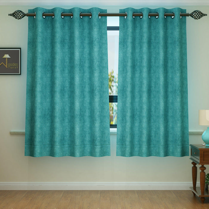 Fabrahome Light Filtering 4.5 Ft Suede Fabric Window Curtain ( Green )