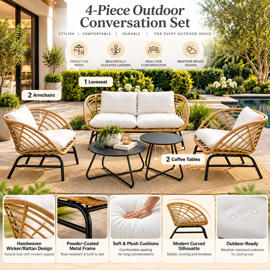 5-Piece Set: 2+1+1 Seater & 2 Tables