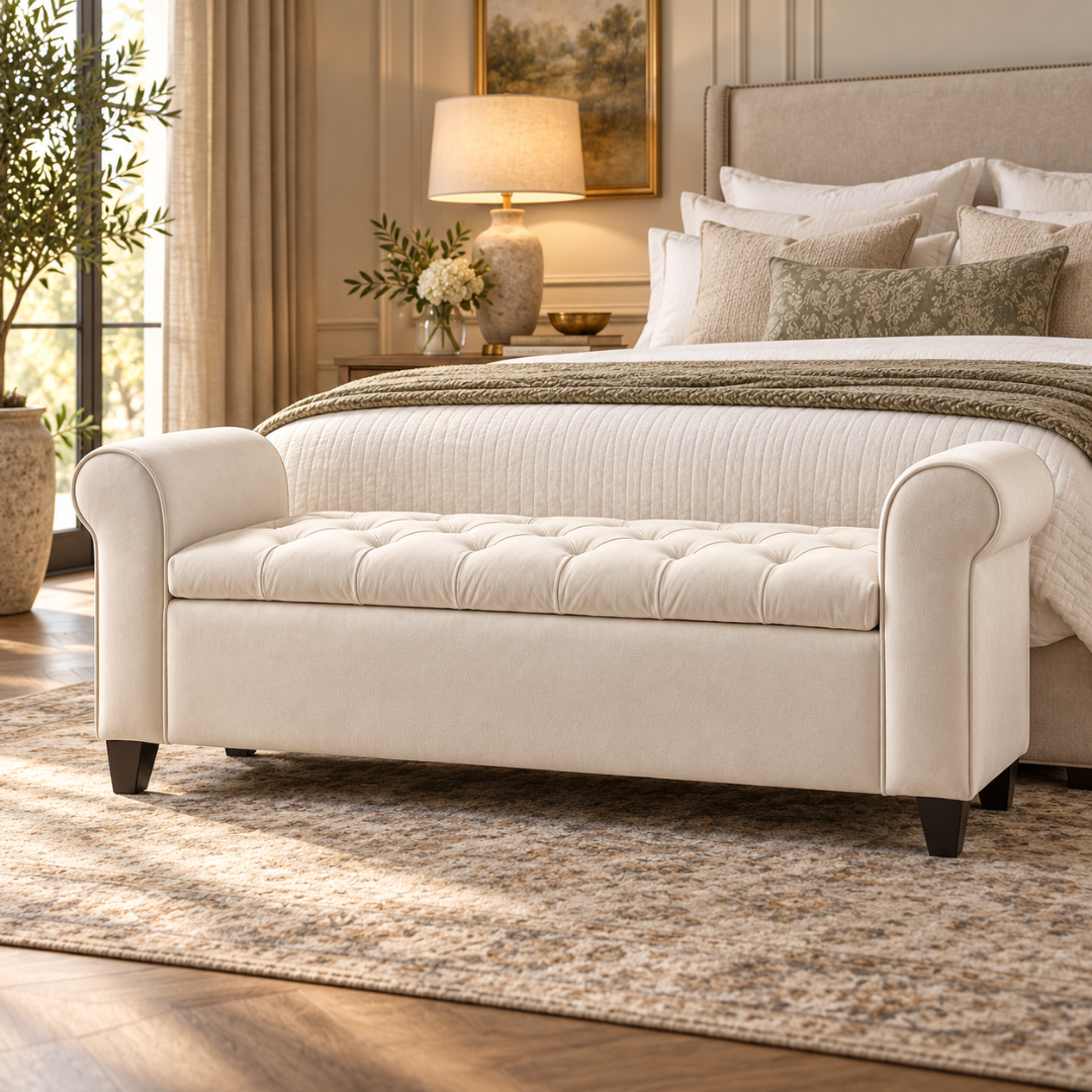 Timeless Ivory Elegance with Hidden Storage