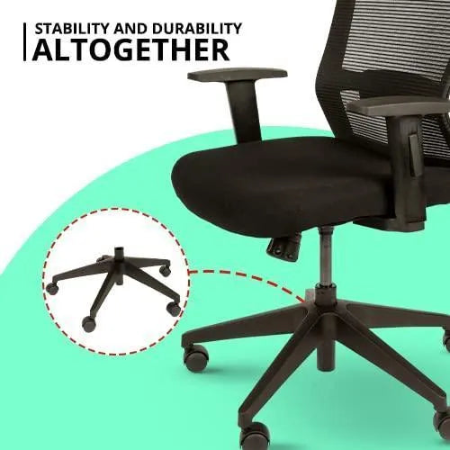 Wooden Twist Office Desk Chair Adjustable Height Nylon 360° Swivel Mesh Backrest Firm Armrest and Head Pillow for Ultimate Comfort and Style - Wooden Twist UAE