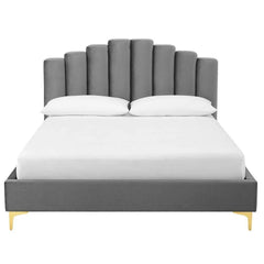 Wooden Twist Olivia Velvet Upholstery Rectangular Bed Modern Luxury Bed Frame with Stylish Design - Wooden Twist UAE