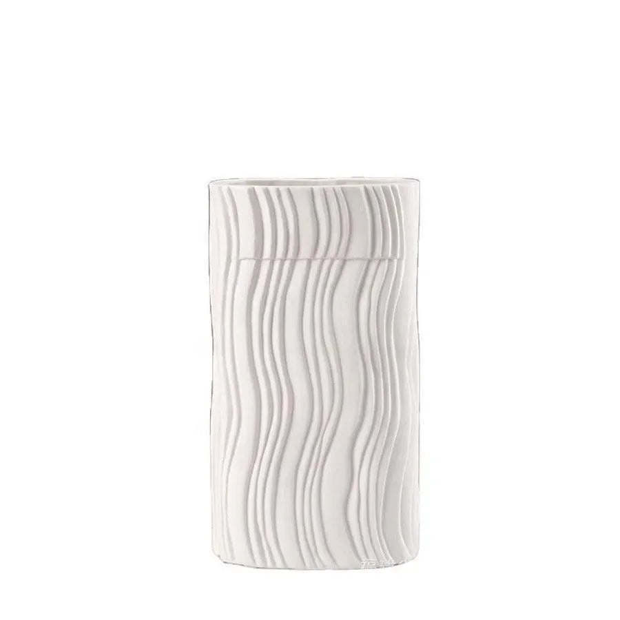 Wooden Twist Modern Home Decor White Ceramic Origami Shape Decorative Vase for Flowers Set of 2 - Wooden Twist UAE
