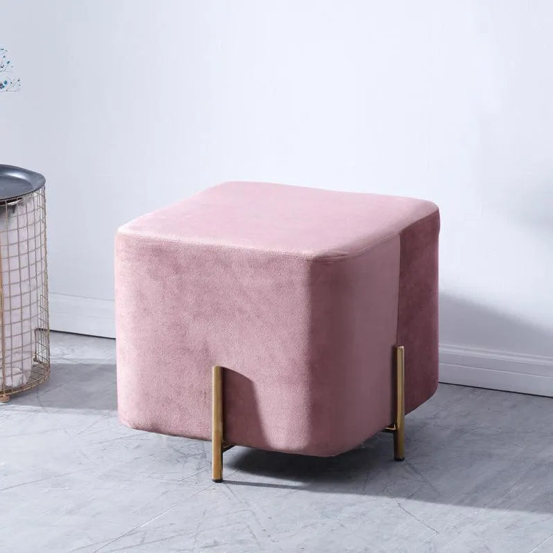 Luxury Velvet Square Foot Stool Ottoman Pouf - Plush and Stylish Home Decor Accent - Wooden Twist UAE