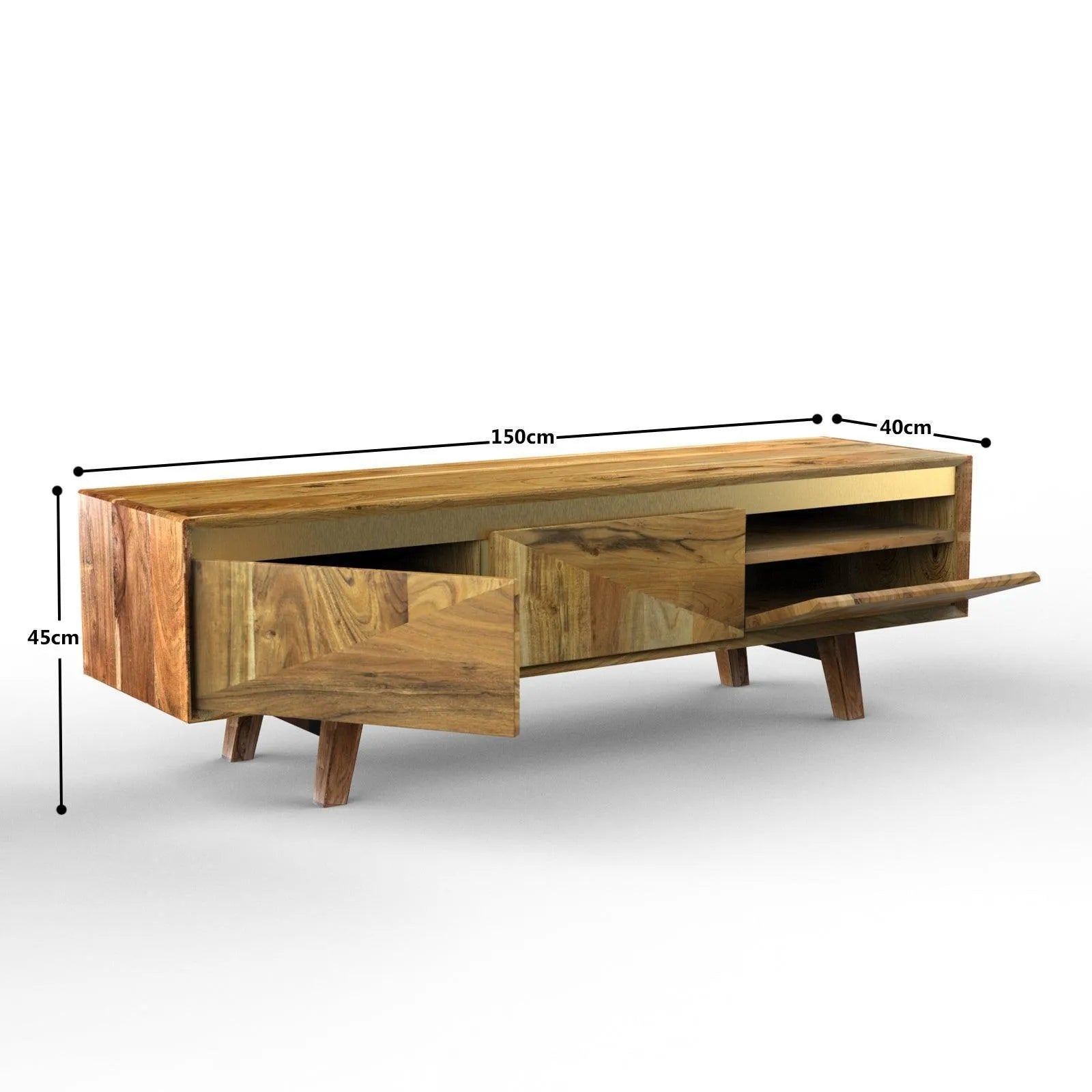 Wooden Twist Mirar Handmade Solid Sheesham Wood TV Unit for Living Room - Wooden Twist UAE