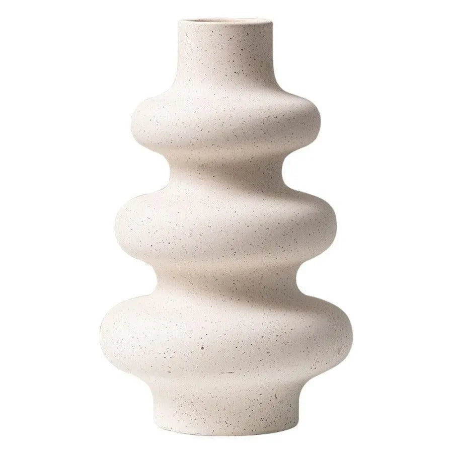 Wooden Twist Modern Irregular Home Decor Ceramic Decorative Vase for Flowers Set of 2 - Wooden Twist UAE