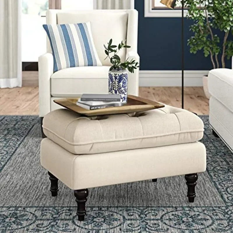 Tufted Detailing, Cream Upholstery