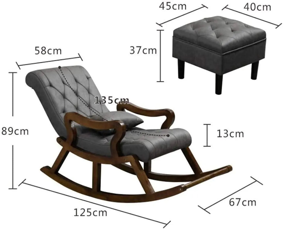 Wooden Twist Modern Rocking Chair with Button Tufted Footrest Velvet Fabric - Wooden Twist UAE