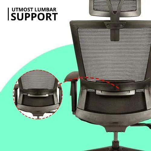 Wooden Twist Office Desk Chair Adjustable Height Nylon 360° Swivel Mesh Backrest Firm Armrest and Head Pillow for Ultimate Comfort and Style - Wooden Twist UAE