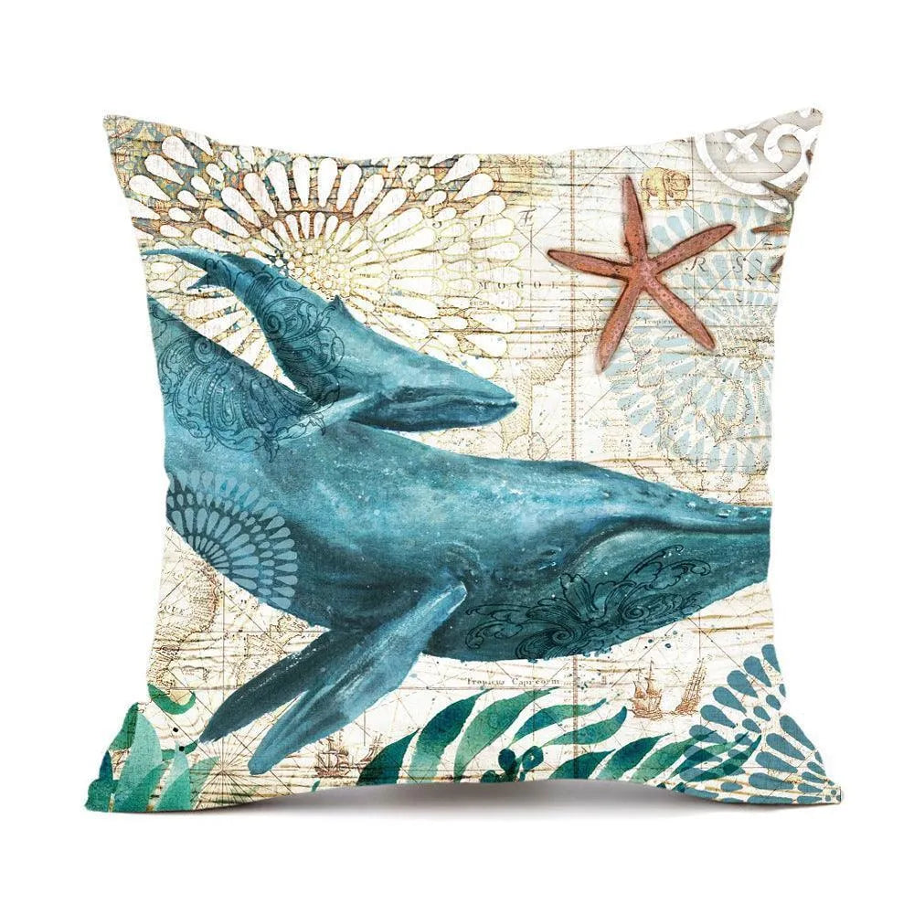 Cushion Covers Sea Turtle Printed Throw Pillow Cases For Home Decor Sofa Chair Seat - Wooden Twist UAE