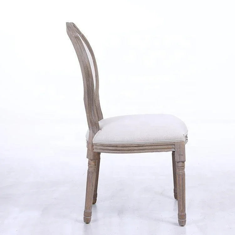 Classic Furniture French Bistro Chair - Vintage Fabric Upholstered, Wood Round Back, Indoor/Outdoor - Wooden Twist UAE