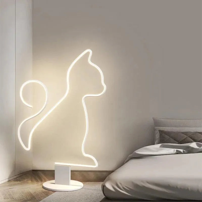 Modern Cat Shape Floor Lamp White