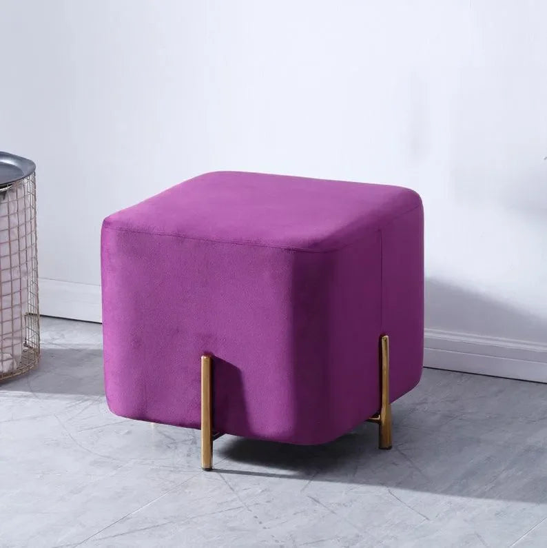 Luxury Velvet Square Foot Stool Ottoman Pouf - Plush and Stylish Home Decor Accent - Wooden Twist UAE
