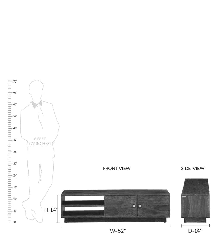 Wooden Twist Dormitorio Handmade Solid Sheesham Wood TV Unit for Living Room - Wooden Twist UAE