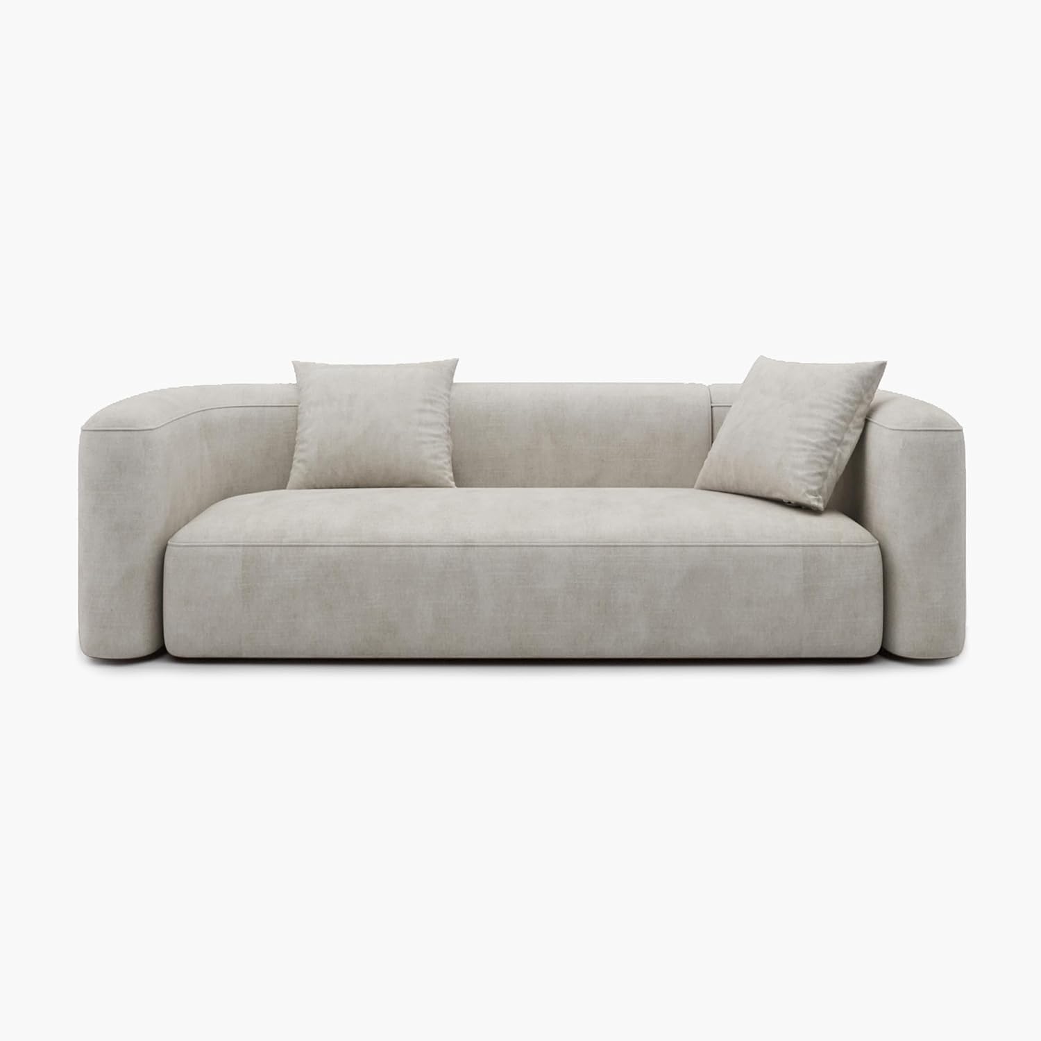 Wooden Twist Velvet Sectional Sofa Cream 3 Seater - Angle View