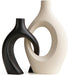 Wooden Twist Modern Home Decor Ceramic Black & White Tall Crossed Decorative Vase for Pampas Flowers ( Set of 2 ) - Wooden Twist UAE