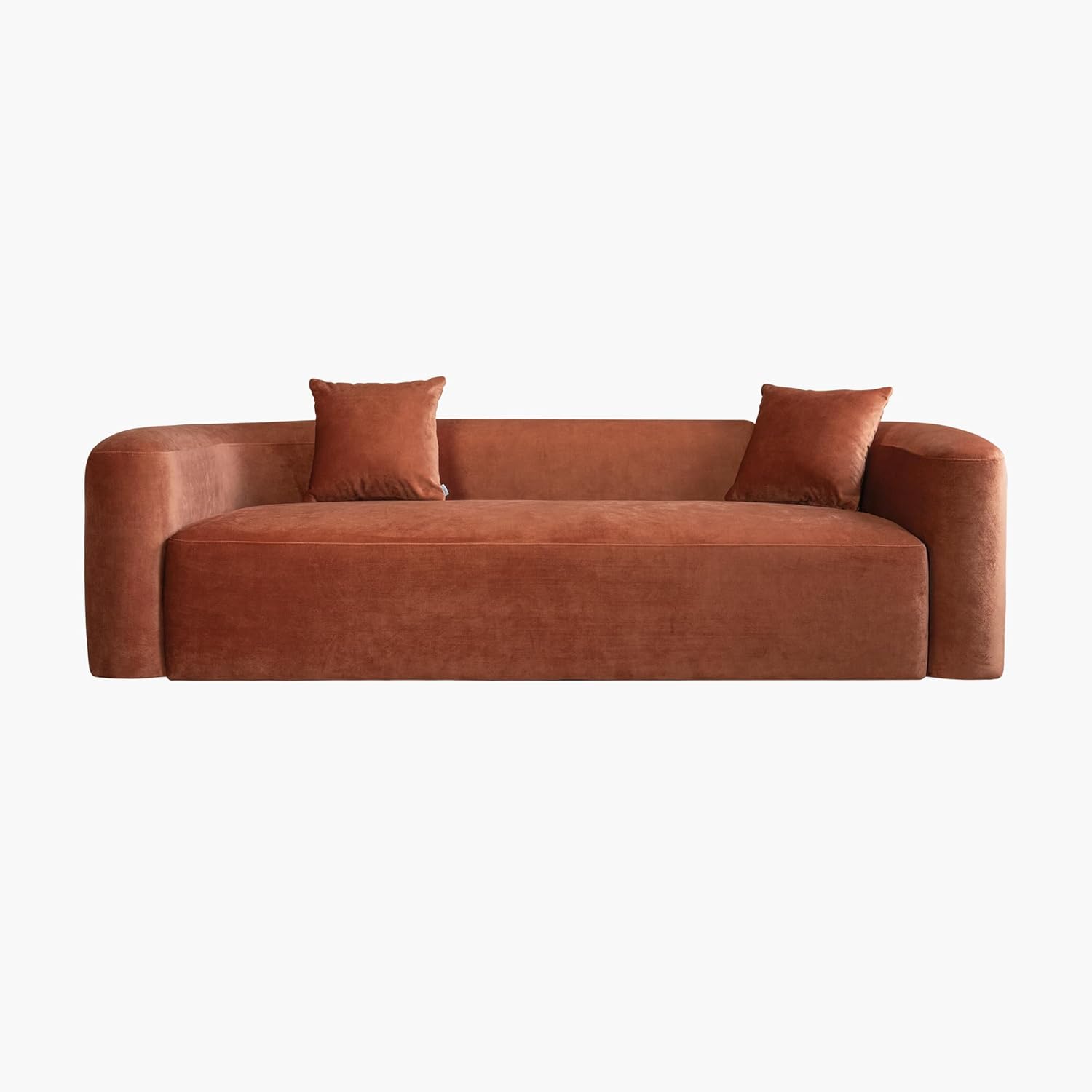 Wooden Twist Velvet Sectional Sofa Tangerine 3 Seater - Angle View