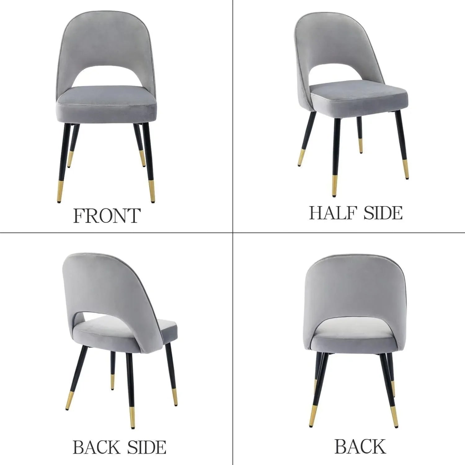 Wooden Twist Modern Stylish Loop Backrest Velvet Upholstery Cafe Dining Chairs with Metal Legs (Set of 2) - Wooden Twist UAE