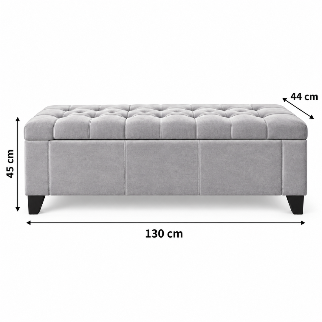 Wooden Twist Raffinee light gray storage bench – dimensions 130 x 44 x 45 cm