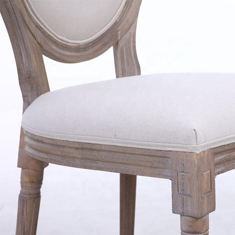 Classic Furniture French Bistro Chair - Vintage Fabric Upholstered, Wood Round Back, Indoor/Outdoor - Wooden Twist UAE