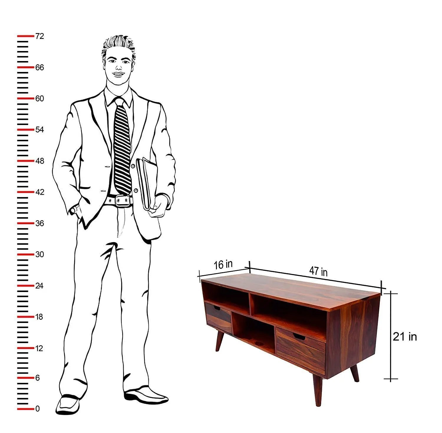 Wooden Twist Orzuelo Solid Sheesham Wood TV Unit for Living Room - Wooden Twist UAE