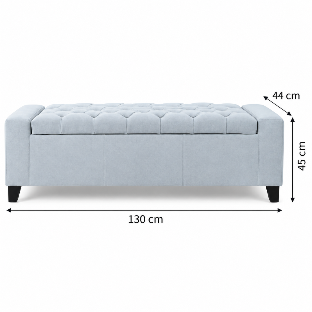 Wooden Twist Raffinee light sky blue storage bench – dimensions 130 x 44 x 45 cm