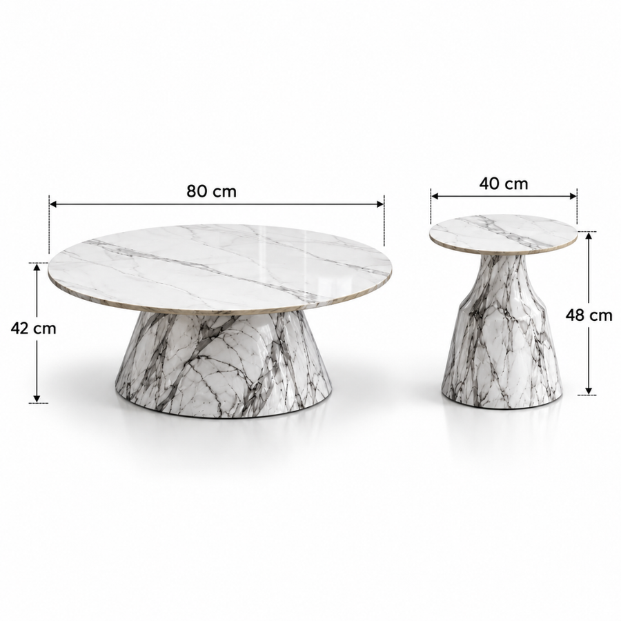80 cm Coffee Table + Two 40 cm Side Tables