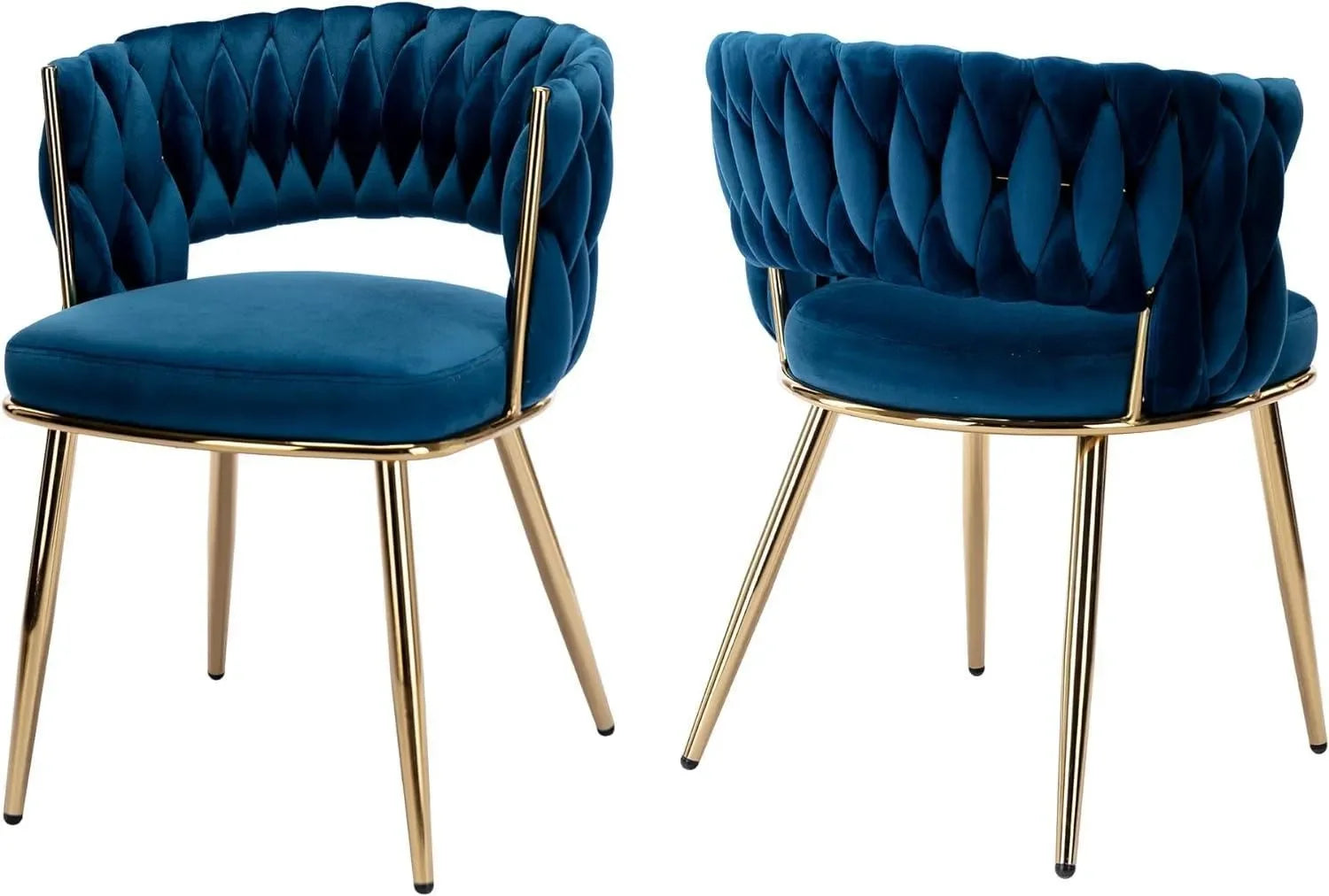 Wooden Twist Woven Carved Backrest Velvet Upholstery and Metal Legs Elegant Seating Dining Chair for Cafe, Restaurant, and Home - Wooden Twist UAE