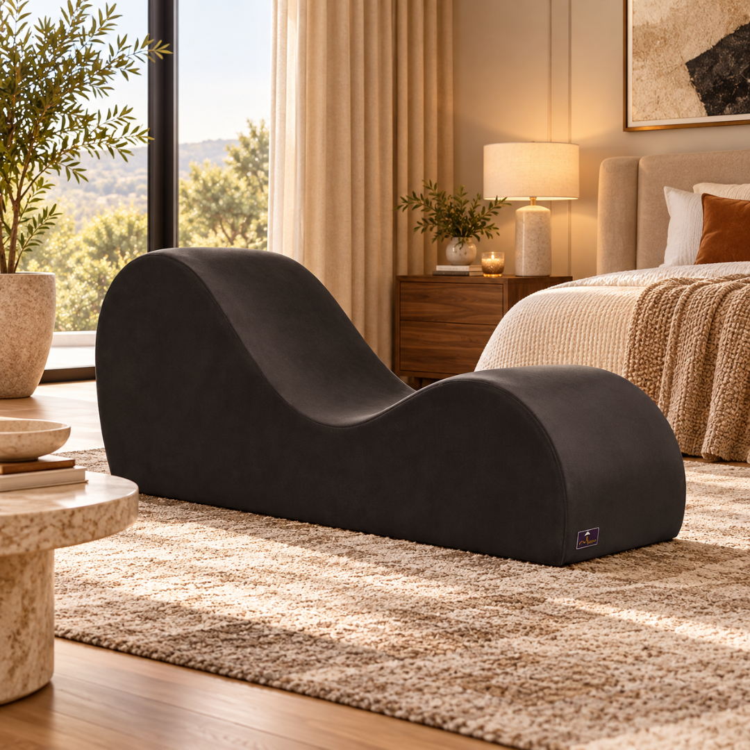 Wooden Twist Armless Velvet Wave Chaise Lounge Brown – Bedroom Setting