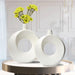 Wooden Twist Modern Home Decor Ceramic White Round Donut Decorative Vase for Matte Flowers ( Set of 2 ) - Wooden Twist UAE
