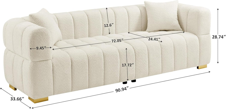 Waffle-Pattern Boucle, White or Camel