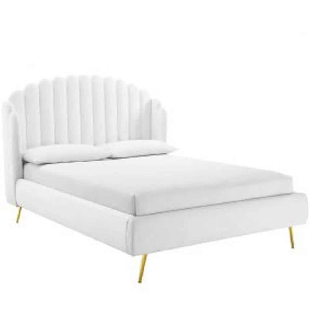 Wooden Twist Dana Wingback Velvet Upholstery Bed Elegant Rectangular Design - Wooden Twist UAE