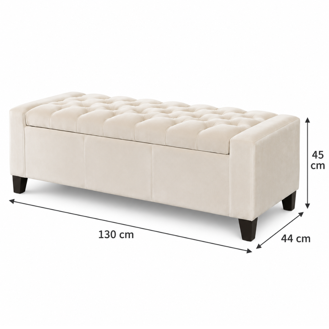Wooden Twist Raffinee ivory storage bench – dimensions 130 x 44 x 45 cm