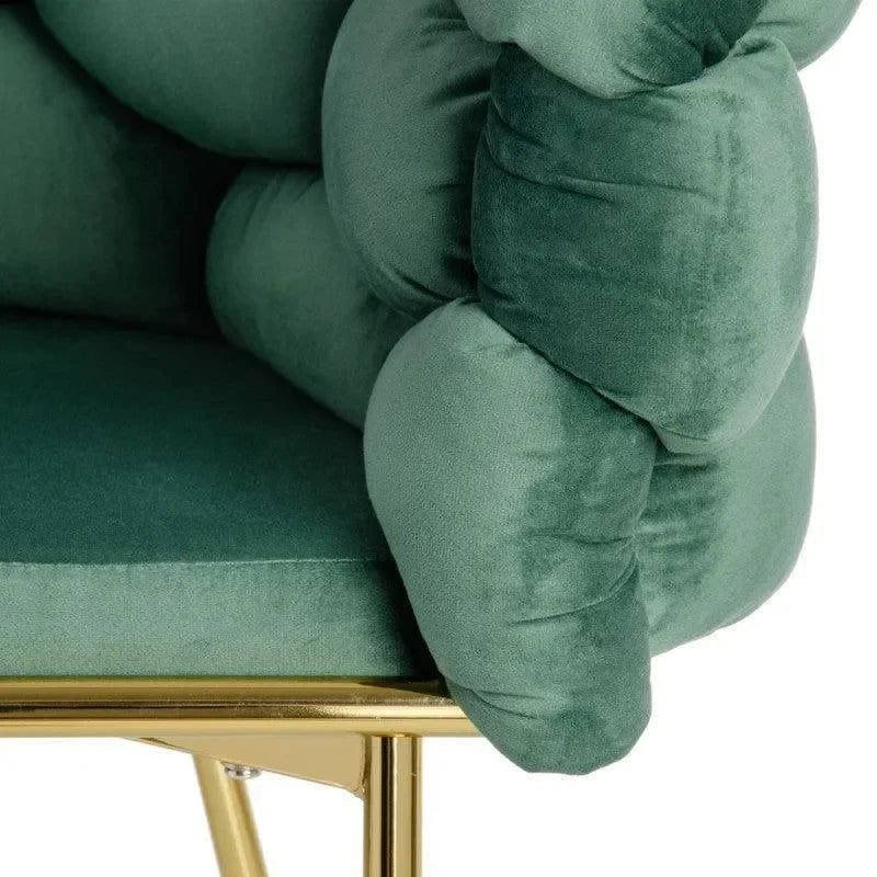 Wooden Twist Bubble Design Metallic Legs Soft Comfortable Holland Fabric Armrest Chair For Living Room - Wooden Twist UAE